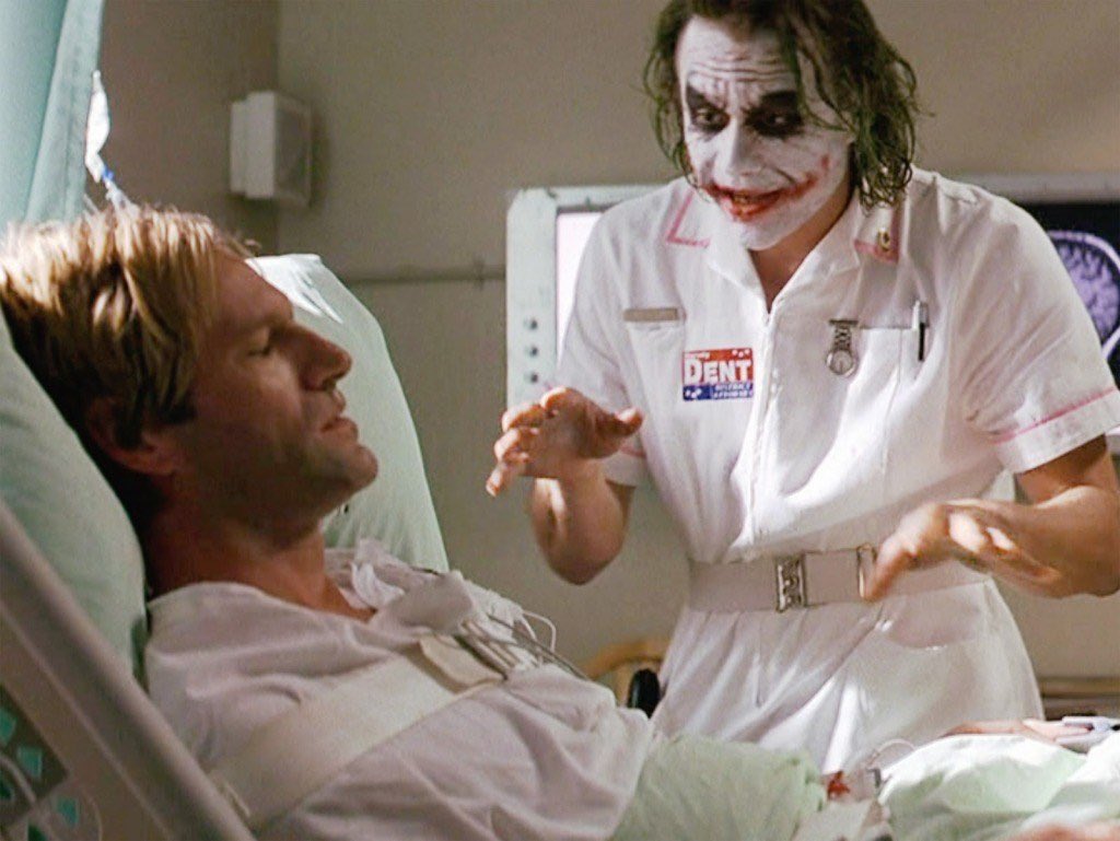 deity_child's tweet photo. The laugh that we hear at the end of Joker: Folie à Deux is the laugh of the Dark Knight Joker. Another Easter egg is that Arkham Hospital was also blown up by him after meeting with Harvey Dent, who is Two Face, and also Arthur’s prosecutor. https://t.co/b0MrU3RVMz