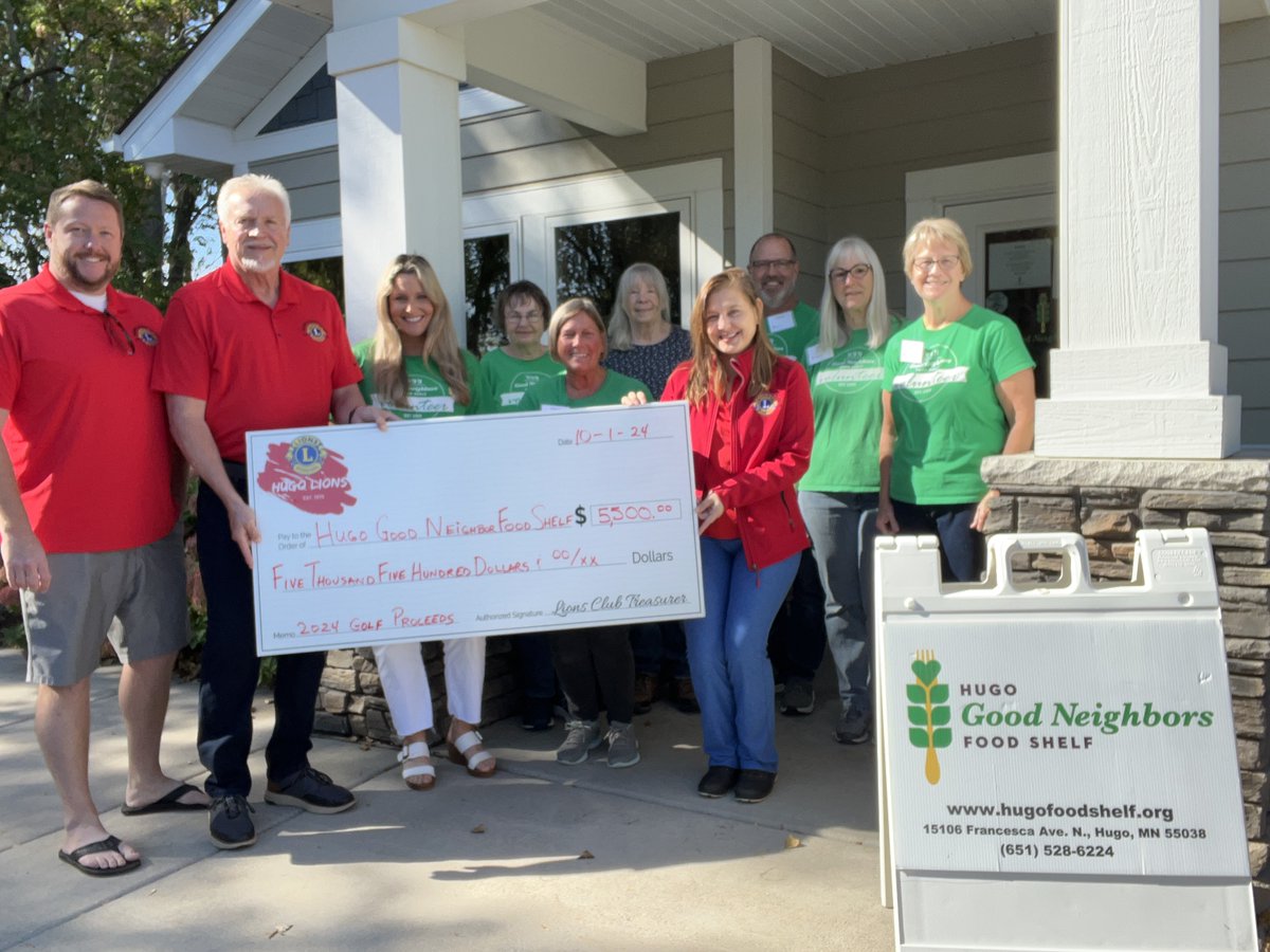 HugoMnLions's tweet photo. Last week we stoped by the Hugo Good Neighbors Food Shelf to learn about their needs, how they are growing, and take these pictures!

We made a donation of $5,500 thanks to everyone who participated in our annual golf tournament this year!
THANK YOU!

#givingback https://t.co/NYIm5yGnP2
