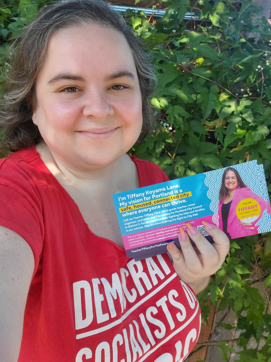 super happy to canvass for <a href="/TeacherTiff4PDX/">Tiffany Koyama Lane</a> today because I am so tired of developers and Nike executives running the show in Portland 😫🤑

we need a SOCIALIST TEACHER on city council!!!!! 😤😍