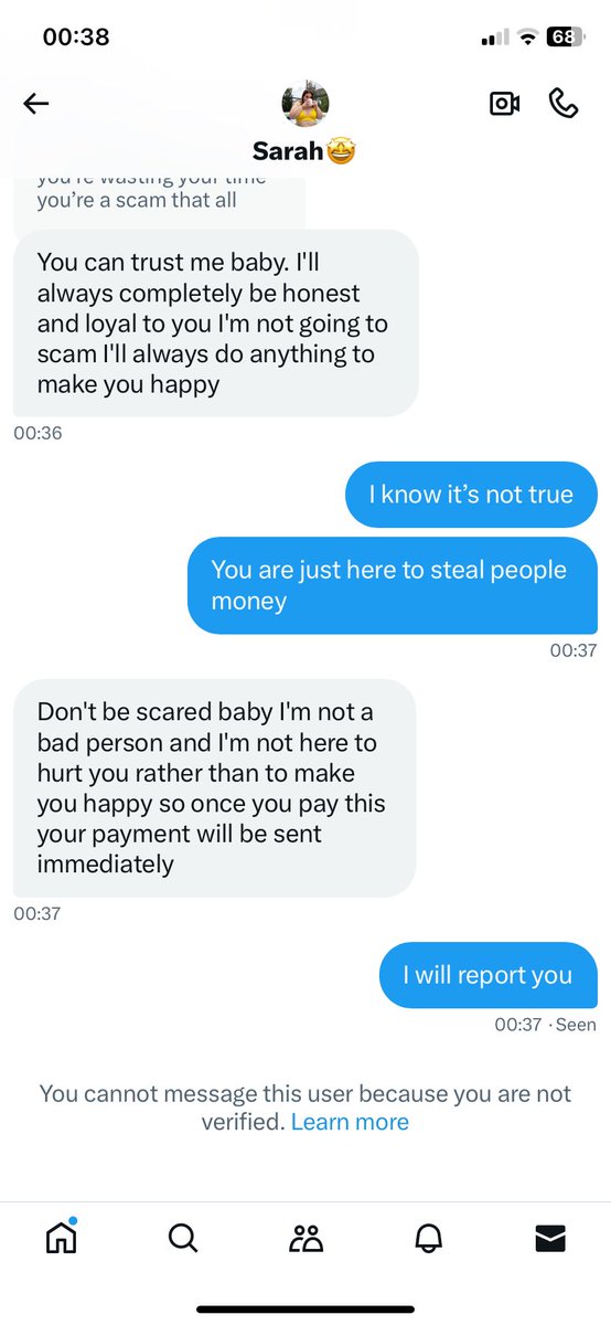 maliasmithpro's tweet image. This account is a scam be careful all ! Look like someone is scared 😅