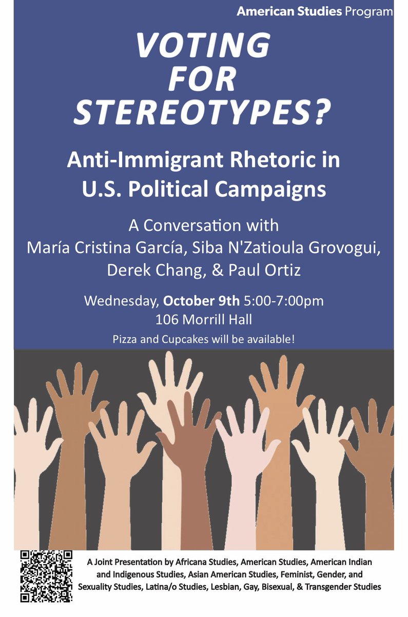 Latina/o Studies at Cornell University (@latina_o) on Twitter photo A conversation with Cornell faculty, Anti-Immigrant Rhetoric.
events.cornell.edu/event/voting-f… <a href="/CornellCAS/">CornellArts&Sciences</a> <a href="/CornellAMST/">Cornell American Studies</a> <a href="/AfricanaCU/">Africana Studies at Cornell</a> <a href="/CornellAASP/">Cornell Asian American Studies Program</a> <a href="/fgss_cornell/">Cornell FGSS</a> A conversation with Cornell faculty, Anti-Immigrant Rhetoric.
events.cornell.edu/event/voting-f… <a href="/CornellCAS/">CornellArts&Sciences</a> <a href="/CornellAMST/">Cornell American Studies</a> <a href="/AfricanaCU/">Africana Studies at Cornell</a> <a href="/CornellAASP/">Cornell Asian American Studies Program</a> <a href="/fgss_cornell/">Cornell FGSS</a>