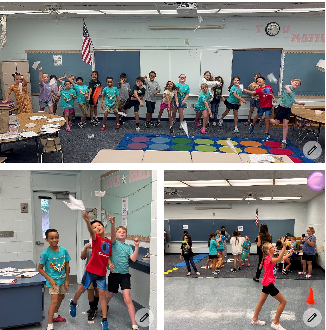 On Friday, Third Grade participated in The First annual Gravity Olympics. Students were able to compete in 4 events: Balloon Relay, Balloon Rockets, Coffee Filter Float and Paper Airplanes. Students were testing how long they could oppose or overcome gravity with each activity.