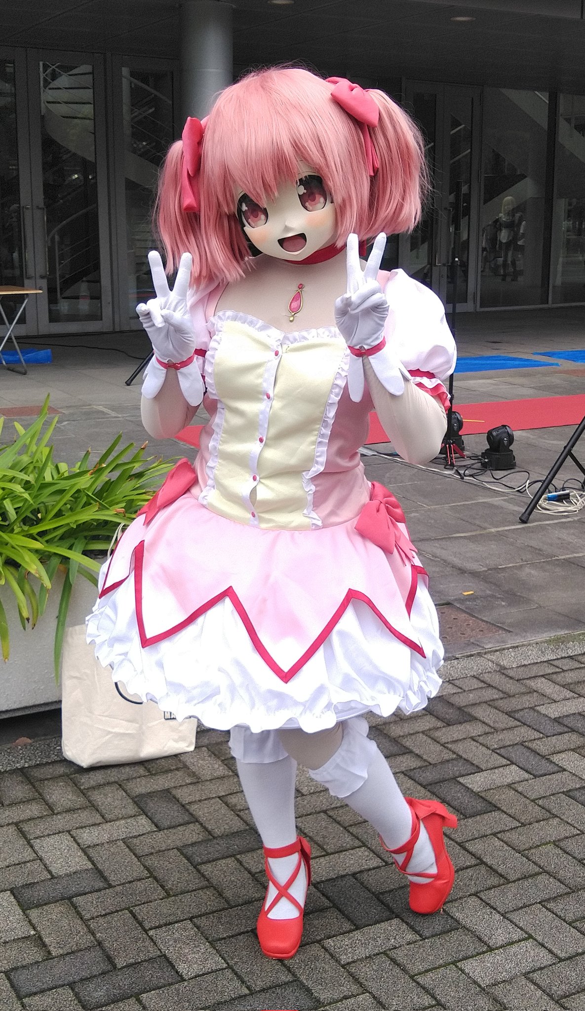 【在庫あり】全頭面　鹿目まどか　着ぐるみ　マスク　 コスプレ　鍵つき 在庫あり】全頭面 鹿目まどか 着ぐるみ マスク コスプレ 鍵つき