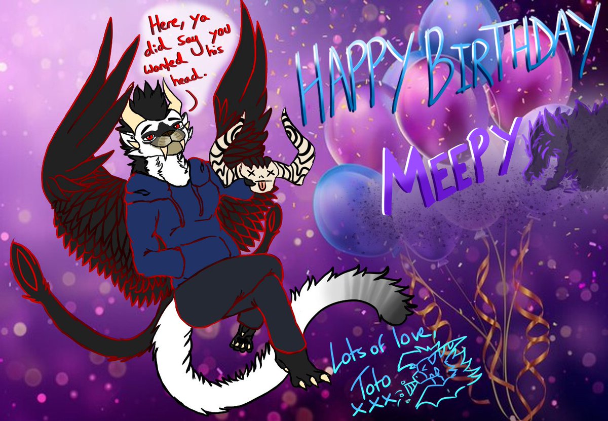 Meepachan's tweet photo. I've received such an outpouring of love on this cakeday I had to share. Happy Birthday to me!🎂🎉 

Artwork by the indelible @GoreChan9 https://t.co/06VVdiSKHu