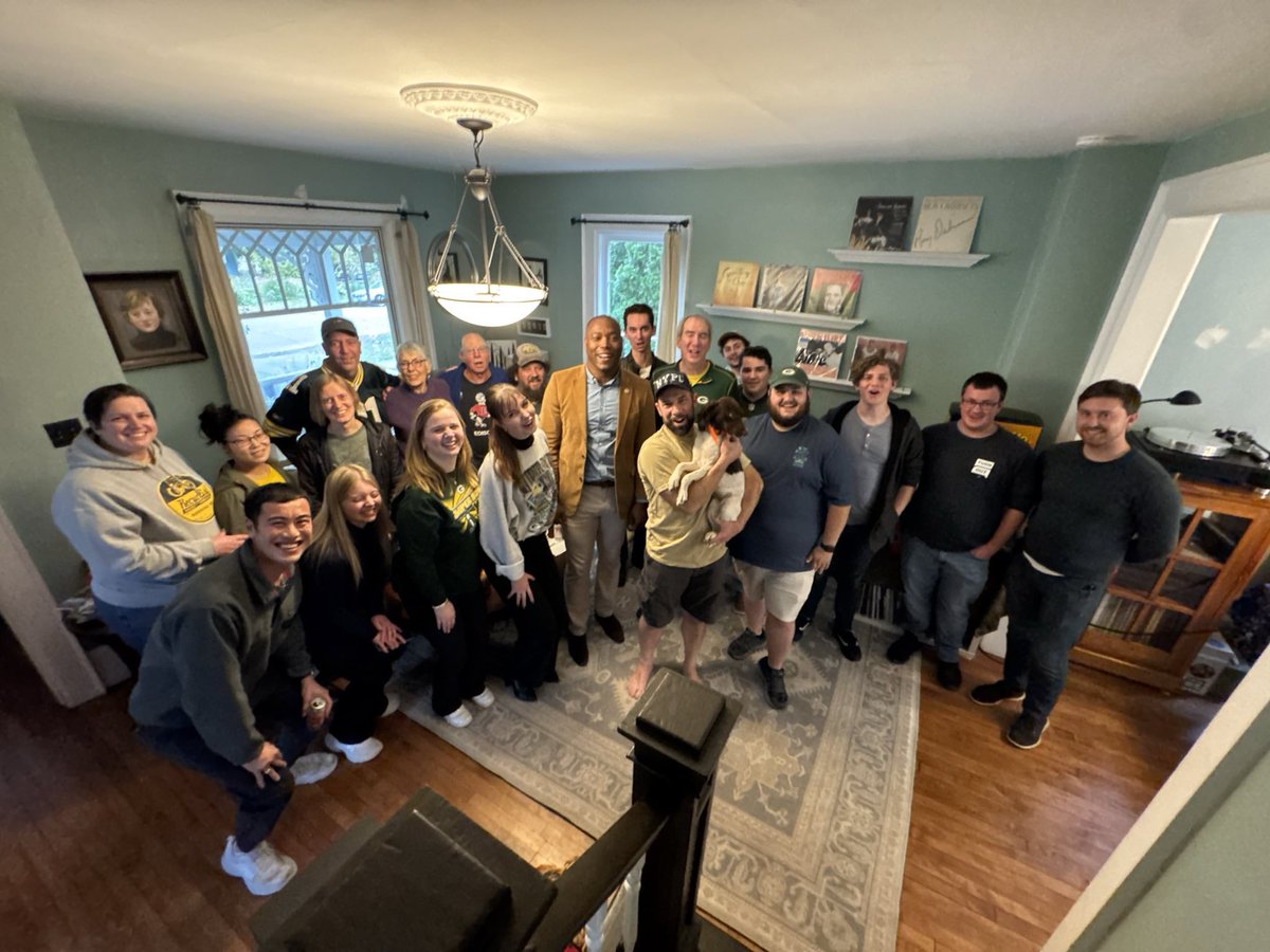 🧀 🏈 Cheering on the Packers at our game day watch party with Jamie Wall! Jamie is a champion for Northeast Wisconsin and will continue to work hard for the region in the State Senate. I’m rooting for him and the team to finish strong. 💪🏾 🟢🟡 <a href="/WallforWI/">Jamie Wall</a> #GoPackGo