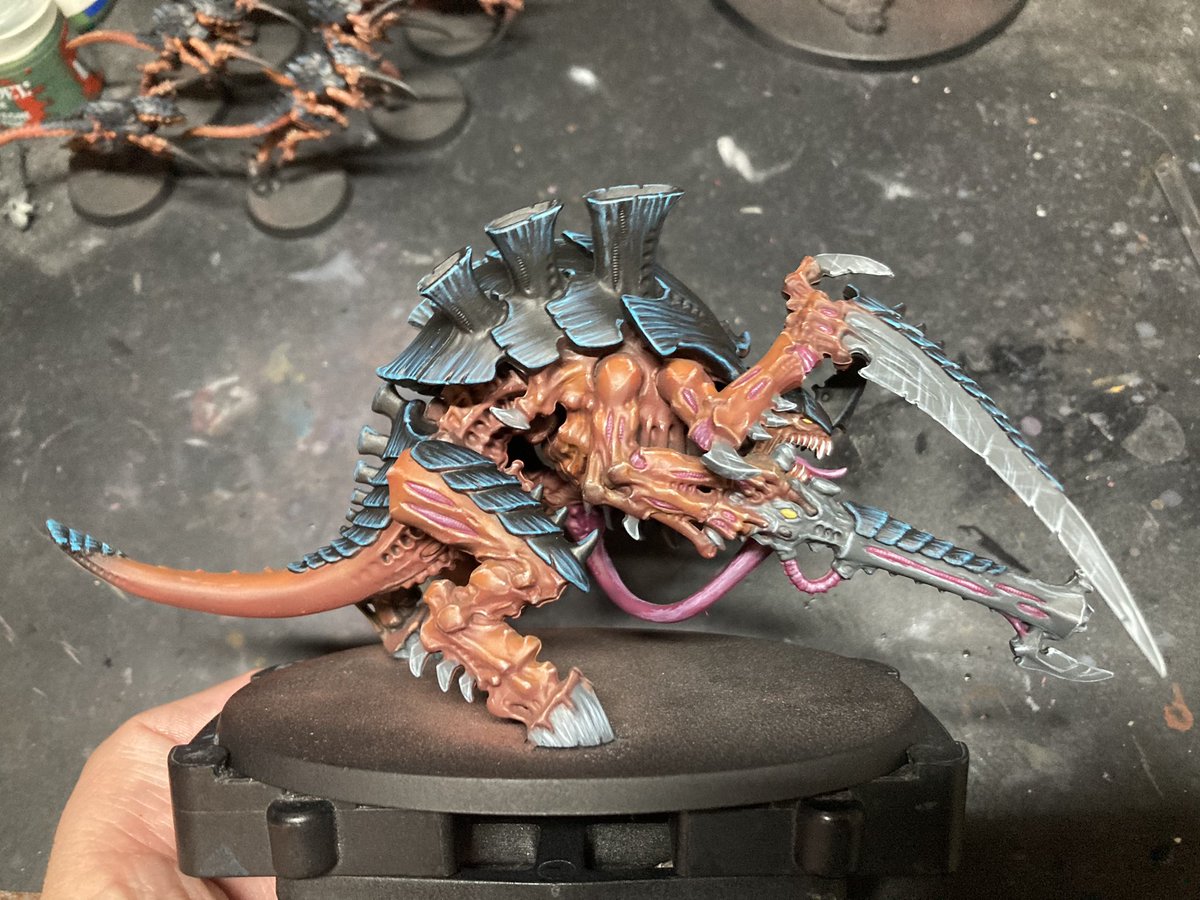 Man, starting to think the hobby scene has moved on from here or I’m just getting drowned by trash algorithms on here, but here’s a pretty much finished carnifex piccy for anyone that sees him! #painting #warhammer40000 #spacemarine