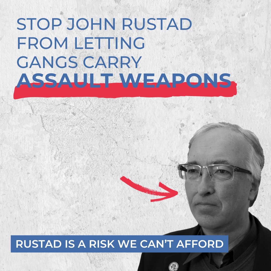 bcndp's tweet image. Police are lining up to say that it’s wrong and dangerous for John Rustad to take away the important tools needed to enforce federal gun laws against gangsters. 

His refusal to keep dangerous assault weapons off the streets would make communities less safe.
