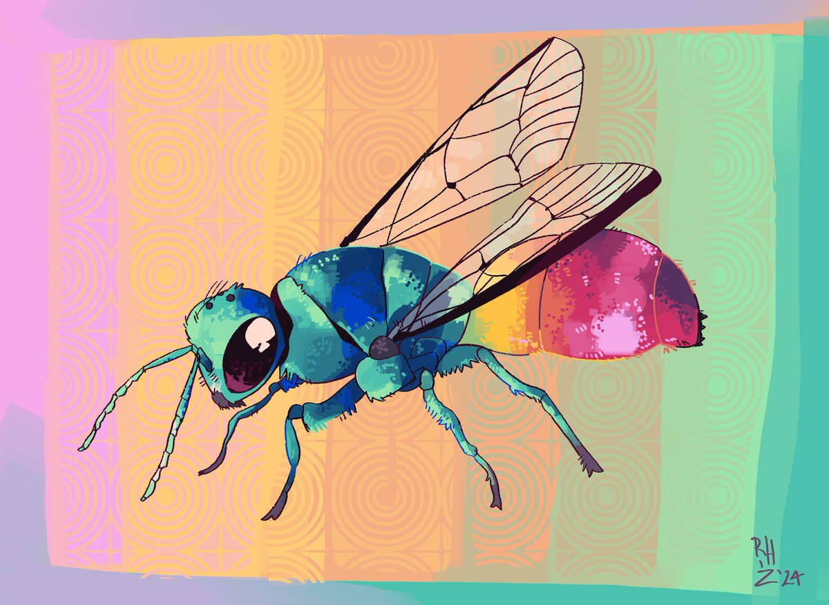 ruby tailed wasp! #invertober 🌈