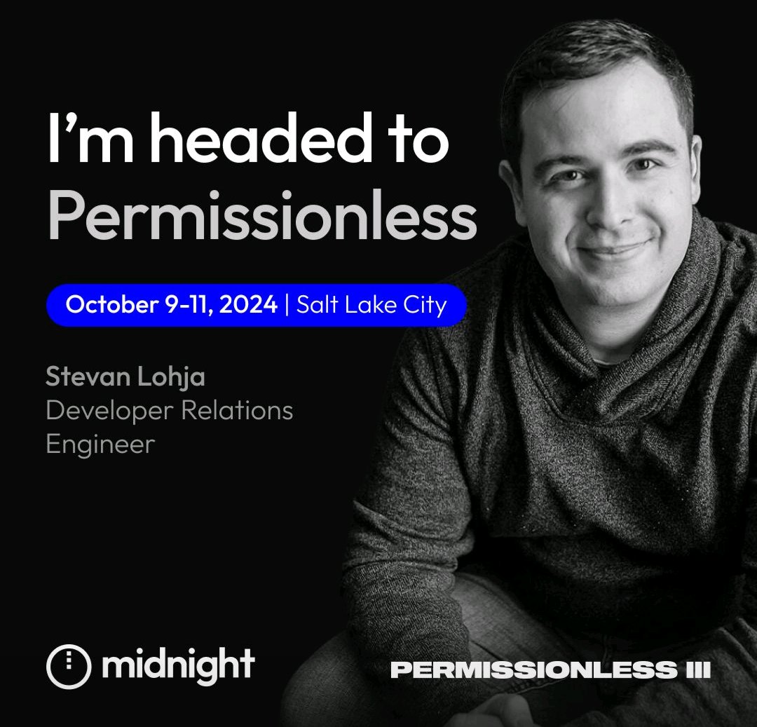 stevanlohja's tweet image. Attending Permissionless in Utah 🇺🇸
Come find the #MidnightNetwork booth. ✌️