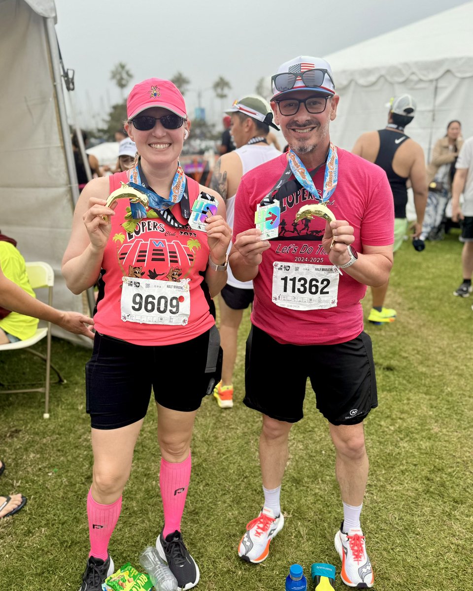 runningmyremedy's tweet photo. We did it! 🙌
By completing the @LBMarathon Half Marathon, we also received a special dolphin medal for finishing the Beach Cities Challenge. Congratulations, Meghan and all Lopers who finished the full or half marathon today and all who completed the BCC. 👏
#runlongbeach https://t.co/hVyNf7Wmvh