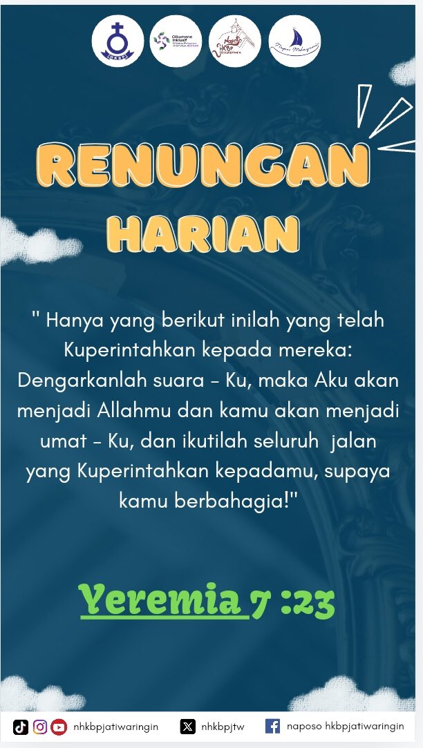 Shalom, selamat pagi Naps!

Sebelum memulai kegiatan pada hari ini, marilah kita membaca sejenak renungan harian berikut ✨

Semangat menjalankan aktivitas hari ini☺️

Tuhan Yesus Memberkati😇🫶🏻