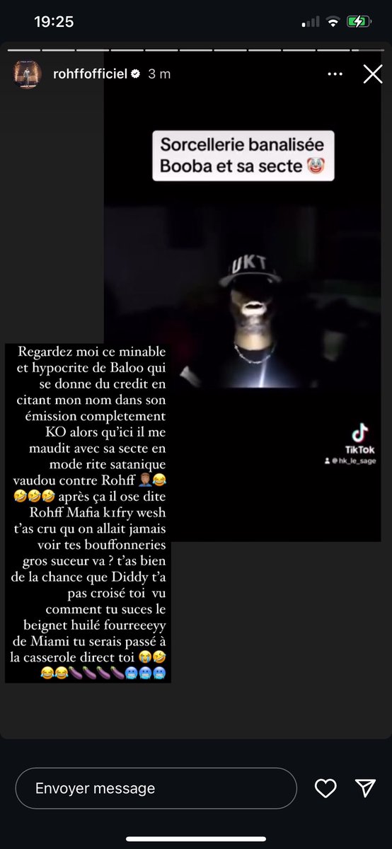 Peut être qu’on est chez les fous on n’sait pas
Je pense très sincèrement que au delà de sa jalousie et sa rancoeur envers Booba, rohff est vraiment dans un état psychologique pas stable, continuez à fermer vos yeux la dessus mais le jours où il va dérailler vous allez comprendre