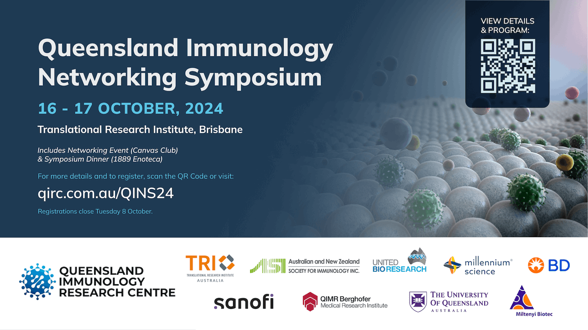 QLDimmunology's tweet photo. Haven't registered yet for #QINS24? Don't miss out on this annual networking event for researchers, clinicians and students in immunology. Registrations close tomorrow: https://t.co/0B35z6cvZ1 https://t.co/3c7Akjdf7a