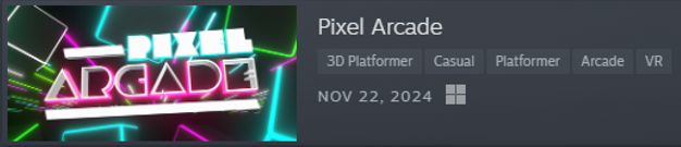 cjgstudio's tweet photo. CALLING VR SPEEDRUNNERS 💥 Pixel Arcade Demo is LIVE for Alpha Testing! #8 on Steam VR Popular upcoming, stay ahead of the competition. https://t.co/5TcjLqb8V4 #indiedev #gamedev #gamedevelopment #gameplay #madewithunity #unity #GameTrailer #IndieGameDev #virtualreality #vr https://t.co/CcdUcU91SP