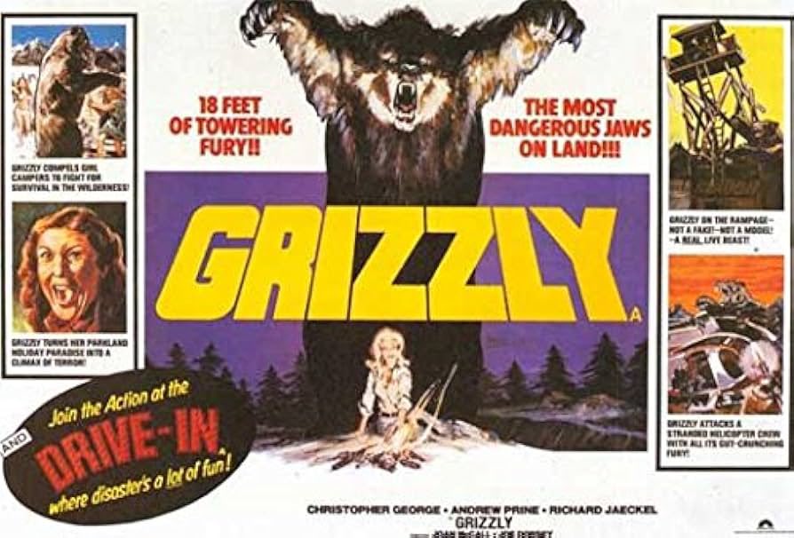 WeeklyMassacre's tweet photo. The Weekly Podcast Massacre cordially invites you to rip off the most successful horror movies as we begin our theme of Spirit Halloween. Join us in the backwoods with your picnic basket for GRIZZLY (1976) https://t.co/AlJpLUjEMw