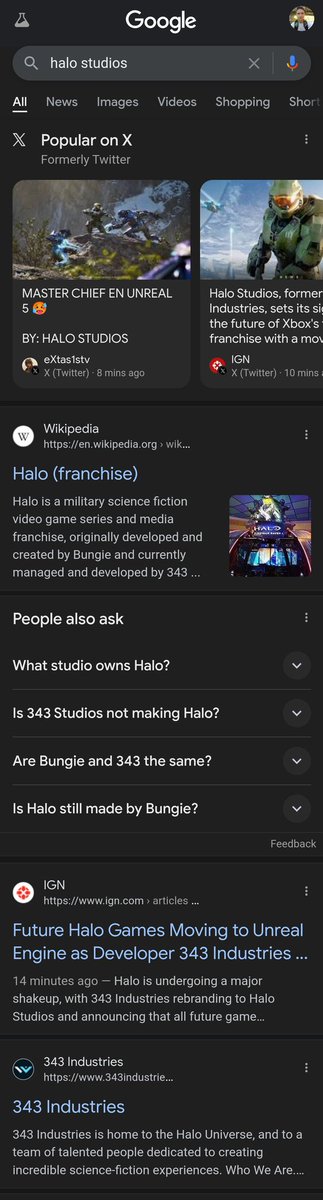 not me trying to Google Halo news and it's buried under a Twitter section. Hopefully it updates a little later.
