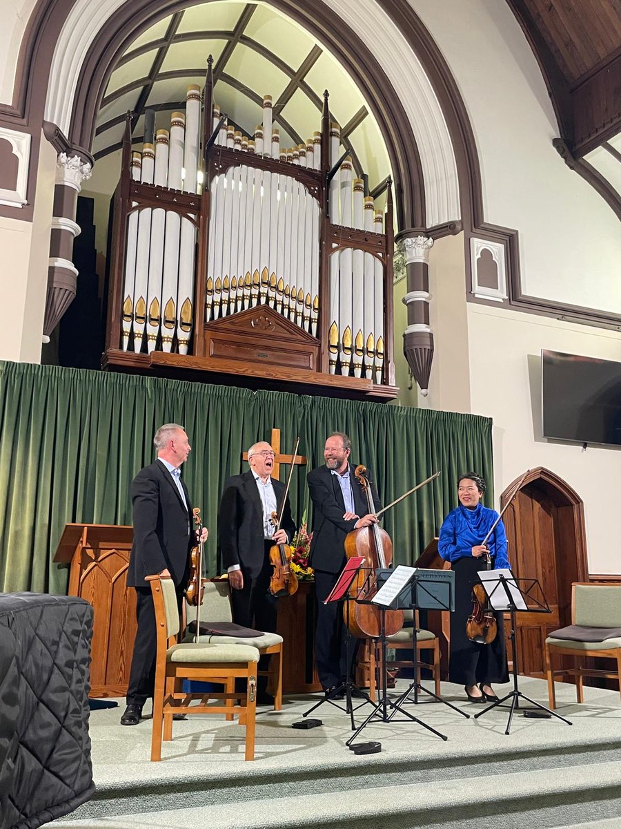 Victoria4tet's tweet photo. That was a great concert in Teeside! Thank you very much for listening our concert. And thank you for Petr playing with us! His tenor sound solo in Verdi was absolutely marvelous. 
#verdi #victoriastring4tet #teeside #beethoven #schubert #elgar #petrprause https://t.co/7l9m4luZbu