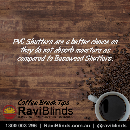raviblinds's tweet photo. PVC Shutters are a better choice as they do not absorb moisture as compared to Basswood Shutters.
#raviblinds #blinds #curtains #windowfurnishings #tips #blindstips #interiortips #melbourneblinds #melbournecurtains #melbourneshutters #plantationshutters #coffeebreaktips https://t.co/mDJDS4C9rl