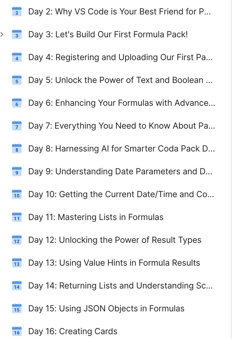 🚀 Thinking about building your own #Coda Packs? 💡 Now’s your chance to build &amp; monetize them!

Season 2 of 30 Days to Coda Pack Mastery drops on Nov 4th! 🎉

Use code TWITTER30 for 30% off (limited time!) ⏳

👉 Join the waitlist: codamagic.io/go/coda-pack-t…

#nocode #CodaCommunity