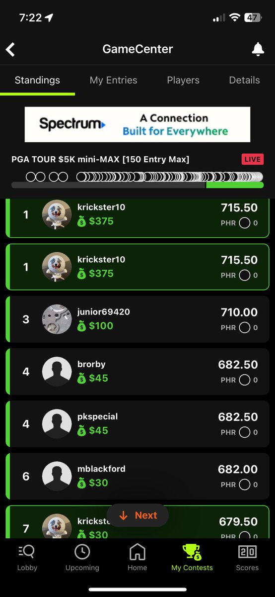 kricksterDFS's tweet photo. Well, twitter fam, it finally happened. Built 2 lineups good enough to win the mini m-max at 715.50. Can finally wear the mini-max crown 👑

Shoutout to my boy Kevin Yu https://t.co/vlt8S8r8l8