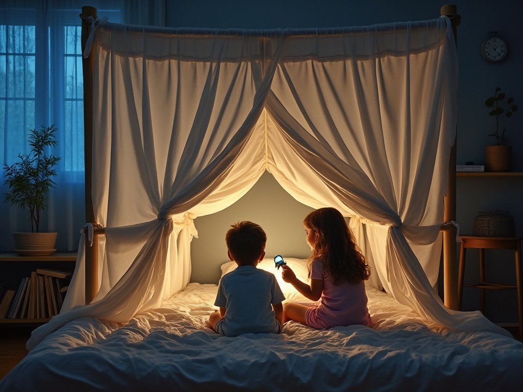 thomtr's tweet photo. **Imagine, Dream, Believe**

Once upon a time, in the realm of childhood, the world was a canvas painted with the brushstrokes of wonder. Remember those magical sleepovers? With sheets transformed into majestic fortresses, held aloft by whatever magical sticks or books we could muster, we became architects of whimsy. Flashlights in hand, whispering secrets in the dark, careful not to wake the slumbering giants—our parents—just down the hall. 

In these forts, we were not mere children but gallant knights and noble queens, defending our realms from dragons with comic book scales and soldiers standing no taller than a thumb. Tea parties with the Mad Hatter and the perennially tardy Rabbit were daily affairs, where the time was always peculiar, and the tea was made of stardust. 

Our imaginations were wings, letting us soar like Superman, invincible in our play, lost in worlds of our own creation until that inevitable call from reality—our names shouted down the corridor, signaling the end of our enchanted evening.

Now, as we've grown, perhaps we still feel young at heart, yet Christopher Robin's tales have begun to fade, and Pooh Bear has wandered back into the Hundred Acre Wood. Life's riddles have us playing the Mad Hatter, perpetually questioning, while we chase the elusive Rabbit of time into the depths of the unknown. We take one pill for joy, another to forget, and sometimes, there's that one we can't swallow—when hope seems but a whisper.

Yet, in those moments, a sprinkle of faith, a touch of that spiritualized imagination, rekindles our inner light. That fort of our youth, now supported by pillars of belief, stands taller. With the power of imagination, we are limitless, catching fleeting glimpses of futures yet to unfold, embarking on new adventures of discovery, seeing with eyes anew.  Reminding us of the first journey, lit by the lanterns of our minds, guiding us through the darkness, back to the wonder where it all began. With the renewed creativity, 
**to Imagine, to Dream, to Believe!**