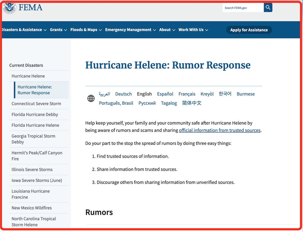 FEMA literally just had to put out a 'Rumor / Misinformation Response page' because of the lies being told on social media which are putting people in harm's way.

Stop spreading lies and get your information directly from FEMA here.  Please share this link:
