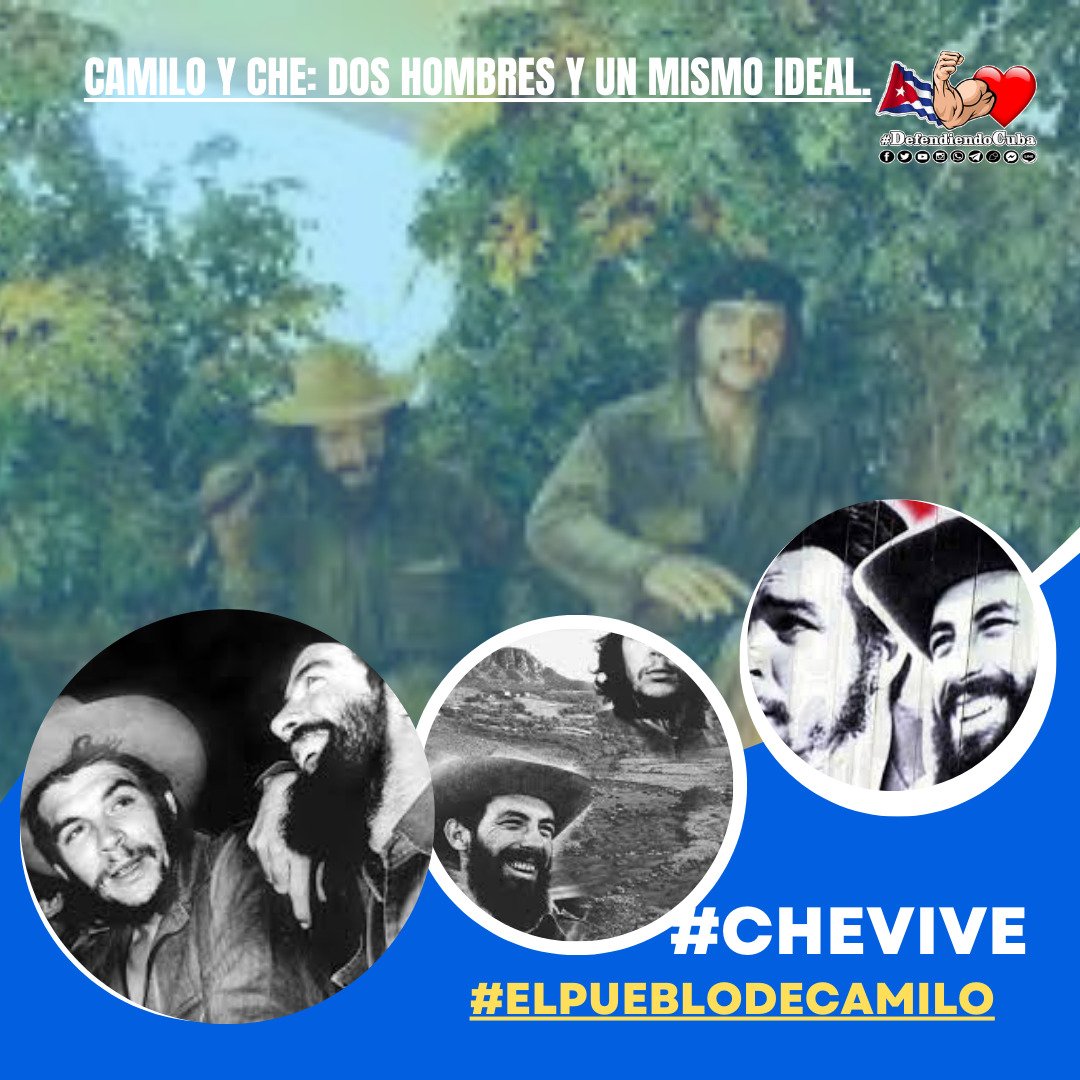 Dos hombres imprescindibles de nuestro pueblo que viven en cada batalla por defender la Revolución que nos legaron. #CheVive y #ElPuebloDeCamilo vencerá frente a la hostilidad imperial, el terrorismo de Estado y la guerra económica con su bloqueo genocida