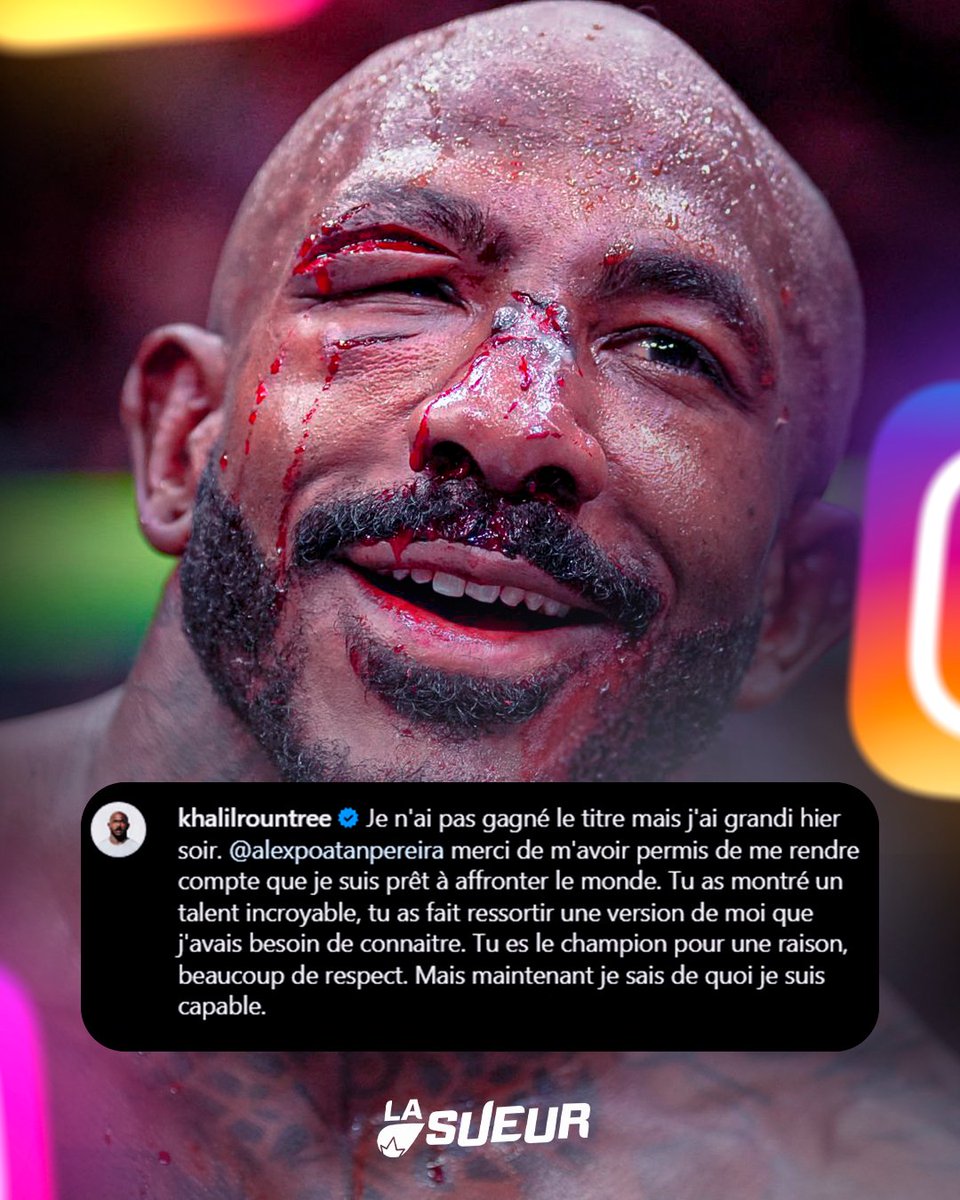 LaSueur_off's tweet image. Le message plein de gratitude de Khalil Rountree Jr. malgré sa défaite à l’#UFC307. 🙏