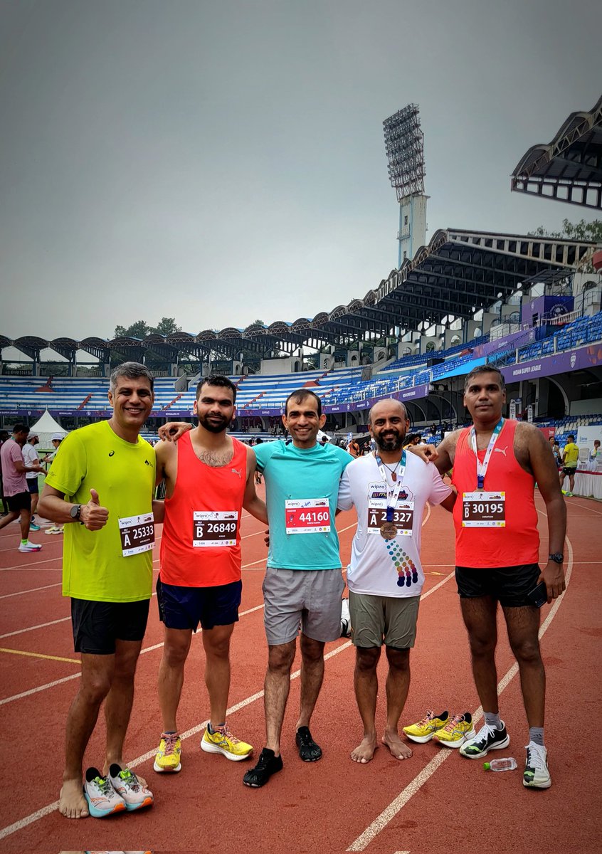 2nd place in the age cato. at the WIPRO BENGALURU MARATHON 2024 with a timing of 2:56:31

Podium for my teammates aswell
<a href="/suneelkoyi/">Suneel Kumar Koyi</a>
<a href="/TilakDutt1/">Tilak Dutt</a> <a href="/manjudb/">Manjunath DB</a> 💪

Today reminded me that running isn't just about miles; it's about camaraderie, resilience, and pushing 

#Joyofrunning