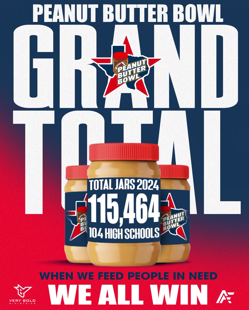 PeanutButterBwl's tweet image. Amazing leadership by 104 Texas High School Coaches, ADs, Admin, parents, students, teachers in 2024! Thank you ALL! When we feed people in need #WeAllWin !