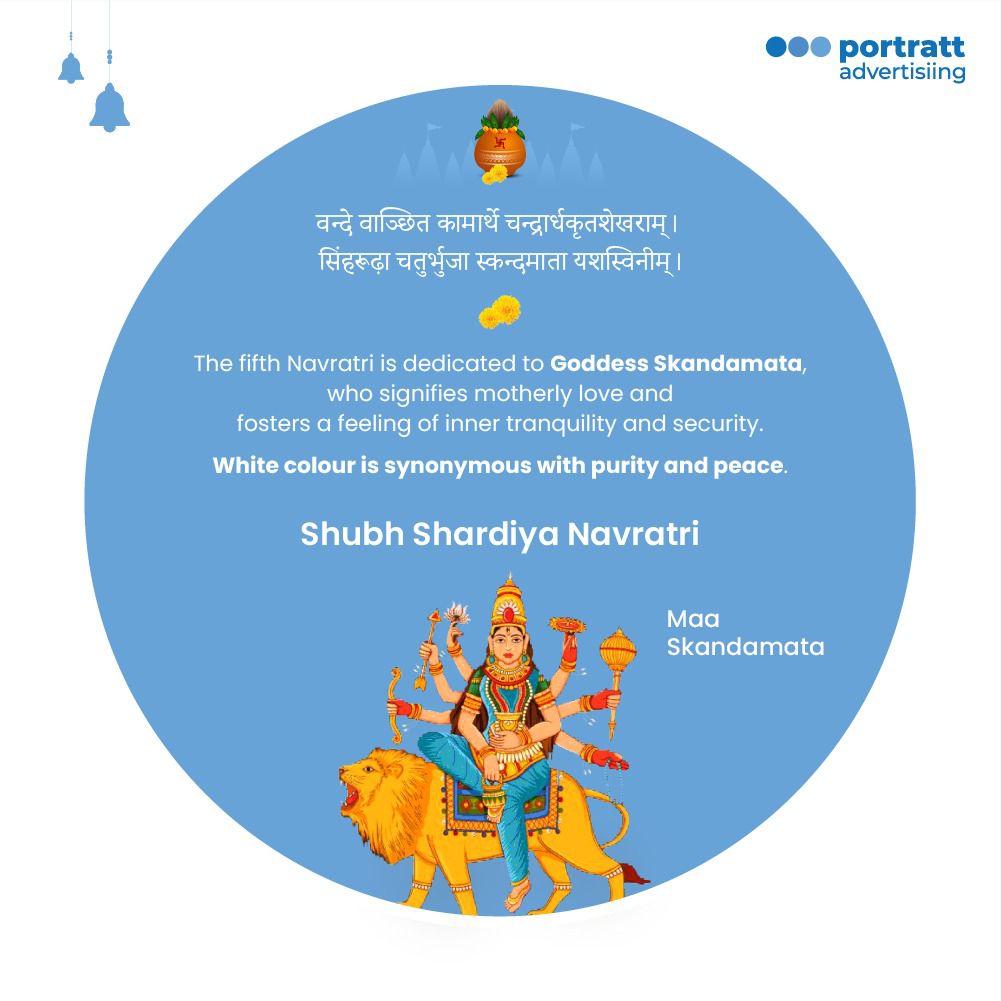 PortraitLtd's tweet photo. On the fifth Navratri, may Goddess Skandamata, who signifies motherly love, foster inner tranquillity and security in all of us. 

Today's White colour is synonymous with purity and peace.

Wishing you all a Happy #ShardiyaNavratri.

#GoddessSkandamata
#ShardiyaNavratri2024 https://t.co/KJ3UOfy2yH