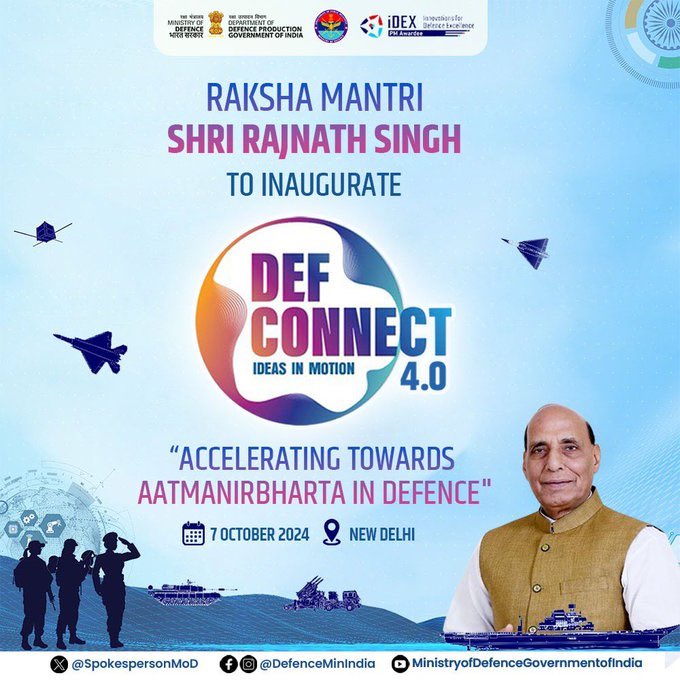 pabnaindia's tweet image. रक्षा मंत्री आज दिल्ली कैंट के मानेकशॉ सेंटर में डेफकनेक्ट 4.0 का उद्घाटन करेंगे;

@India_iDEX  #DefConnect #defenceinnovation