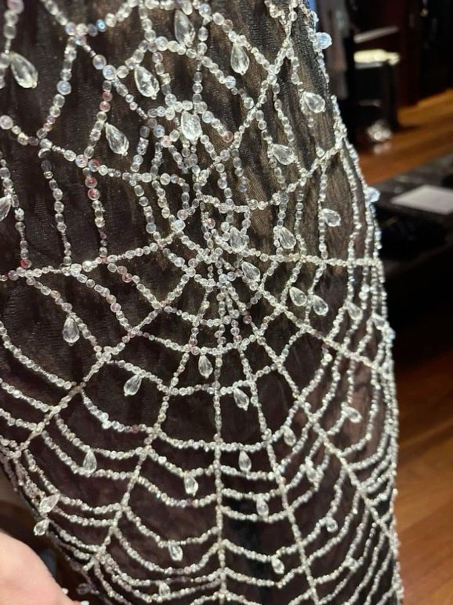badestoutfit's tweet photo. annie’s ibiza fw24 spider web veil worn by dakota johnson https://t.co/Z7V5uwCAM5