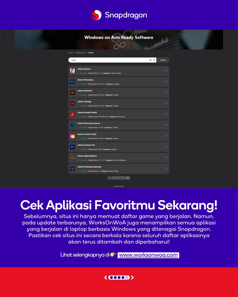 Snapdragon_ID's tweet photo. "Laptop yang pakai #SnapdragonXSeries bisa jalanin aplikasi apa aja?"
Biar gak terus bertanya-tanya, langsung aja deh cek #SnapdragonDigest kali ini. Atau bisa langsung cek website-nya dengan klik link di bio @Snapdragon_ID. ๐จโ๐ป https://t.co/jN0v7rSXJW