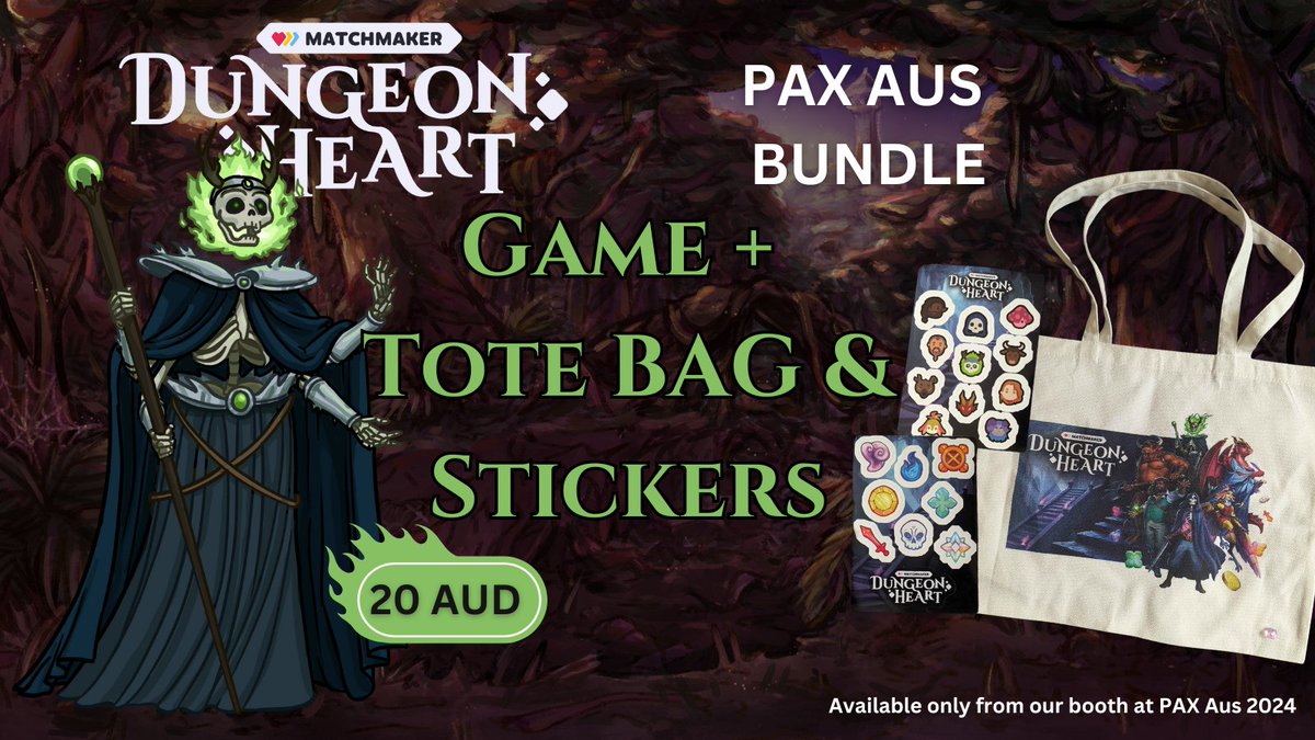 Ghost Moth (@ghostmothhq) on Twitter photo We are so excited to be showing Matchmaker: Dungeon Heart at <a href="/PAXAus/">PAX Australia</a> again this year. We have a special bundle for those who come to our booth. Get a copy of the game, plus canvas tote bag and stickers for just $20. #MIGW2024 #PAXAus #indiegame We are so excited to be showing Matchmaker: Dungeon Heart at <a href="/PAXAus/">PAX Australia</a> again this year. We have a special bundle for those who come to our booth. Get a copy of the game, plus canvas tote bag and stickers for just $20. #MIGW2024 #PAXAus #indiegame