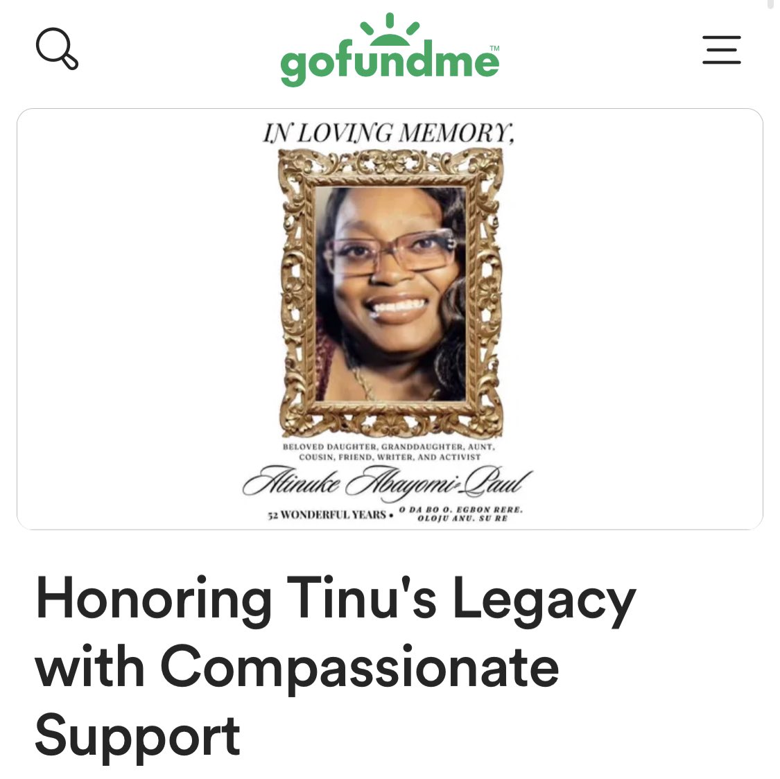 Tinu worked tirelessly to create and maintain mutual aid networks so that we could survive.

Now in her death, it is our responsibility to make sure her for family can rest, to support them through loss of income, bills, medical debt, and burial.

One last time, #ForTinu