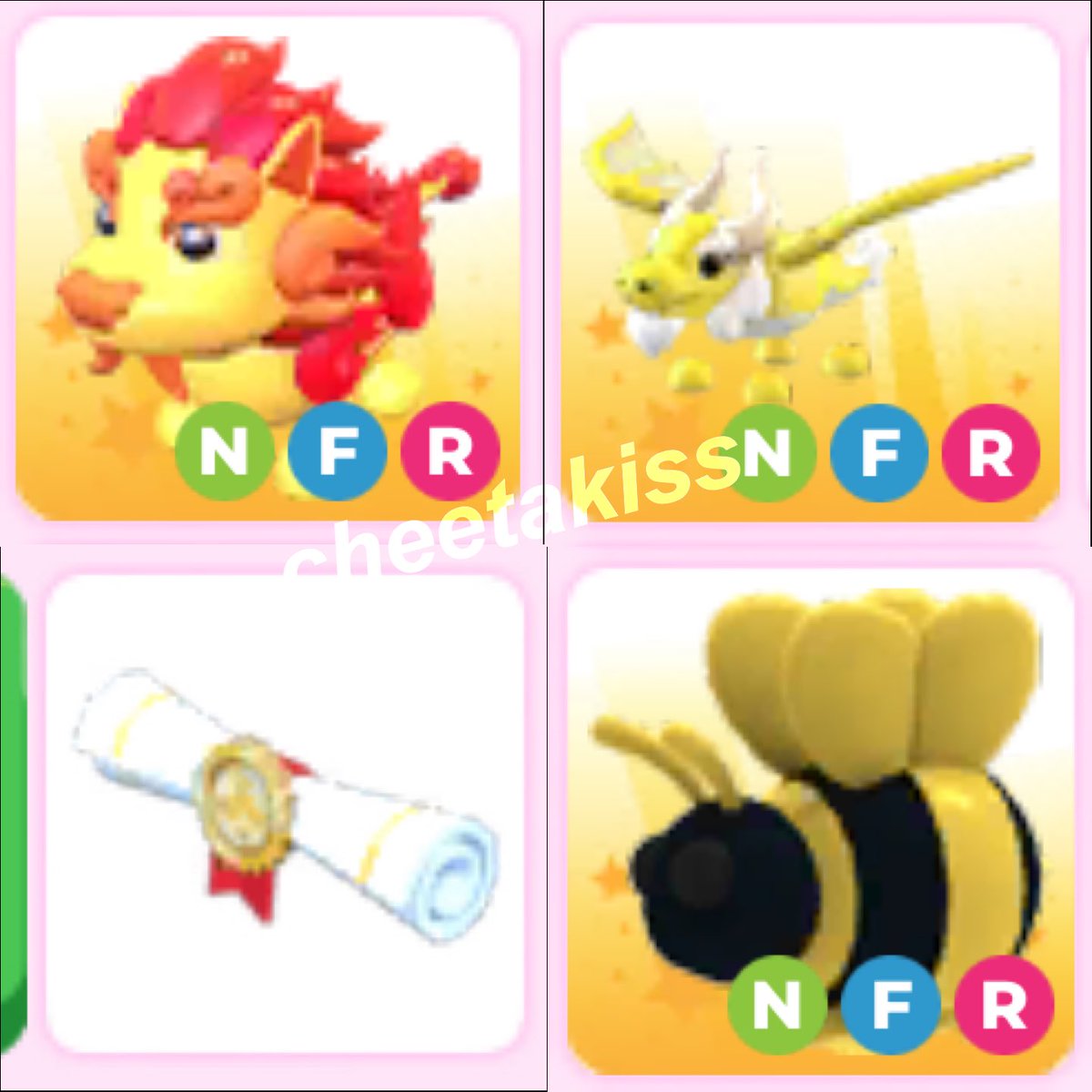 cheetakiss's tweet photo. #adoptme giveaway 

rules:
follow me
like + rt 
comment what pet you would like to win 

winner gets nfr + 2x pet scroll 🫶🏼

#adoptmetrades #adoptmetrading #roblox #robux #giveaway 

extras in thread https://t.co/qtfBl7dFsT