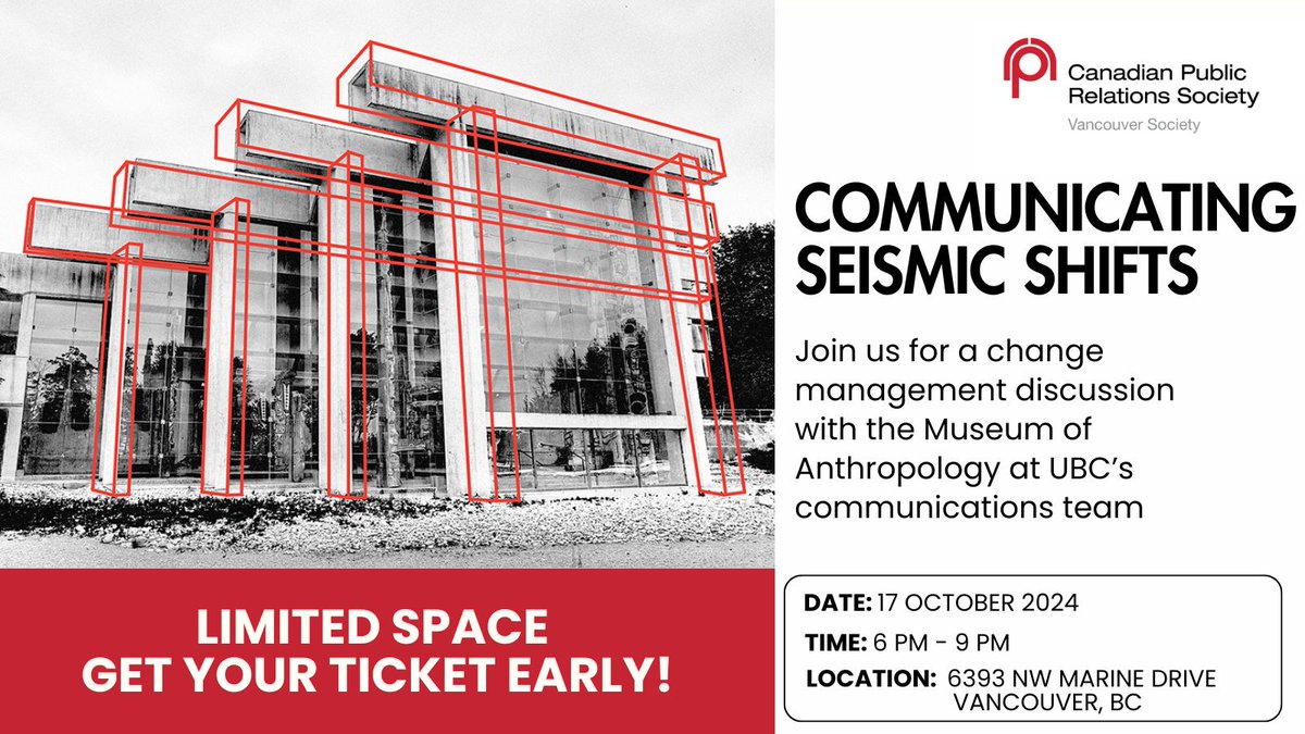 CPRS Vancouver (@cprsvancouver) on Twitter photo The <a href="/MOA_UBC/">Museum of Anthropology at UBC</a> recently reopened to record-breaking visitor levels. Learn how the communications team addressed change management throughout the project. Tickets are very limited, so get yours now: lnkd.in/gJ3nsSRF The <a href="/MOA_UBC/">Museum of Anthropology at UBC</a> recently reopened to record-breaking visitor levels. Learn how the communications team addressed change management throughout the project. Tickets are very limited, so get yours now: lnkd.in/gJ3nsSRF