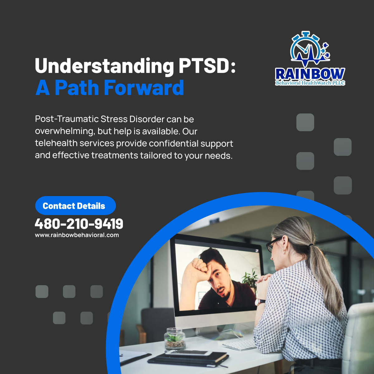 HealthwatchPLLC's tweet photo. Struggling with PTSD? We’re here to offer compassionate support and evidence-based treatment options. Reach out today to take the first step towards healing. 

#OroValleyAZ #PsychiatricTelehealth #PTSD #MentalHealthSupport #Telehealth https://t.co/JGiJhqf6uX