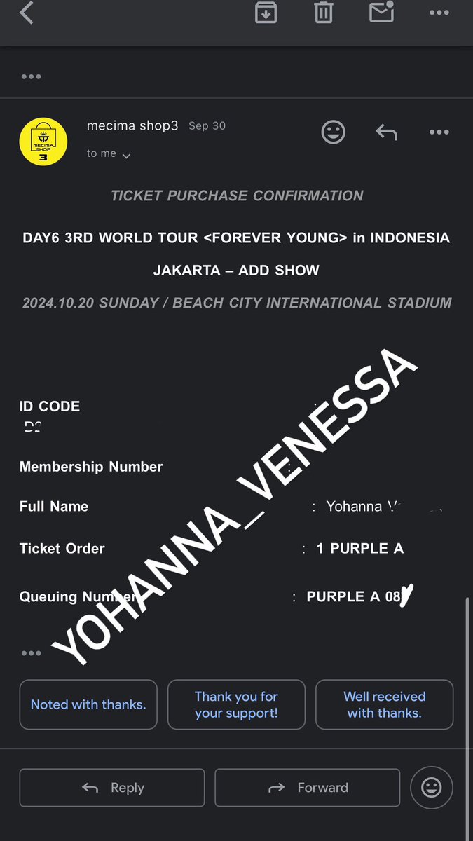 MYDAY_YV's tweet photo. WTS tiket DAY6 in Jakarta Day 2 19 oct
🎫 1x tix Purple A Presale
☝🏻QN 08x
✅COD VENUE 18 oct
Bisa dm langsung ya😚

Dijual karna gajadi nonton day 2, udah nonton day1
 
#DAY6_3RD_WORLDTOUR #day6injkt
#day6_3rd_worldtour jakarta #wts #wtsDay6 #daybinbali
#day6inJakarta https://t.co/wBi0ogDgTp