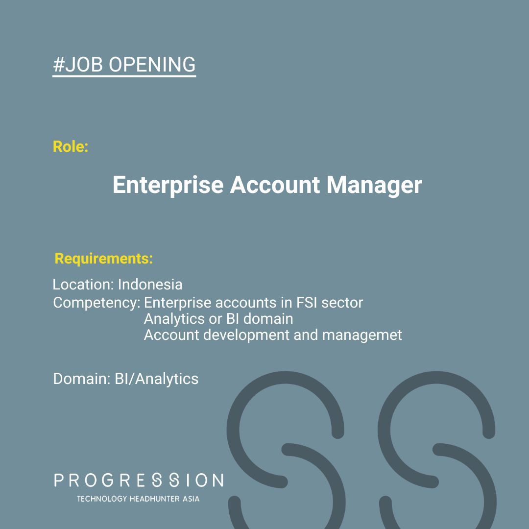 Progress_Search's tweet image. Opportunity Alert!

We are looking for exceptional salespeople for BI/Analytics software to cover the BFSI market in Indonesia. Detailed JD at the link buff.ly/4gOPabJ 

#ProgressionSearch #TechnologyHeadhuntersAsia #TechnologySeachFirm #Singapore #JobOpening