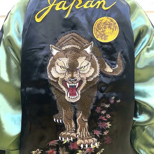 人気モデル クロップドヘッズ スカジャン 加藤清正 ブルー L