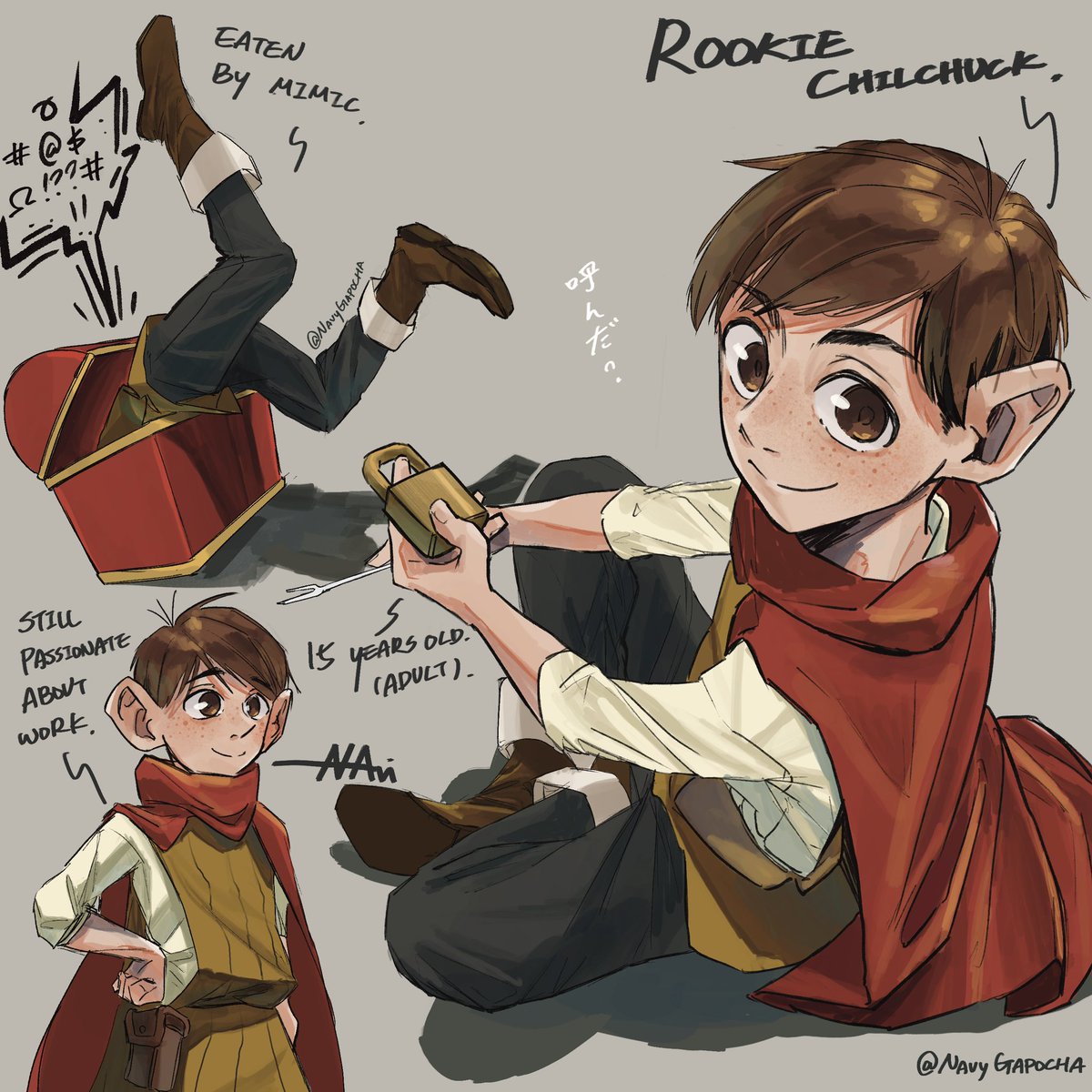 NavyGapocha's tweet photo. ｜點圖01｜
－－
新人時代のチル
－－

#art #digitalart #anime #dungeonmeshi #chilchuck #chilchucktims #奇爾查克 #チルチャック #youngchil #freckle https://t.co/Tx3yft7IiJ