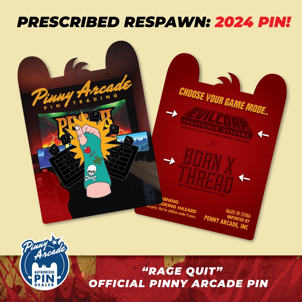 Oh whats this?? Could it be our official <a href="/PAXAus/">PAX Australia</a> <a href="/pinny_arcade/">Pinny Arcade</a> Rage Quit Pin for this years PAX Aus?
Well yes it is, view it in all its glory and rage!!
Who will be the first to get their hands on one?? 
#PRPax24 #pinnyarcade #PAXAus