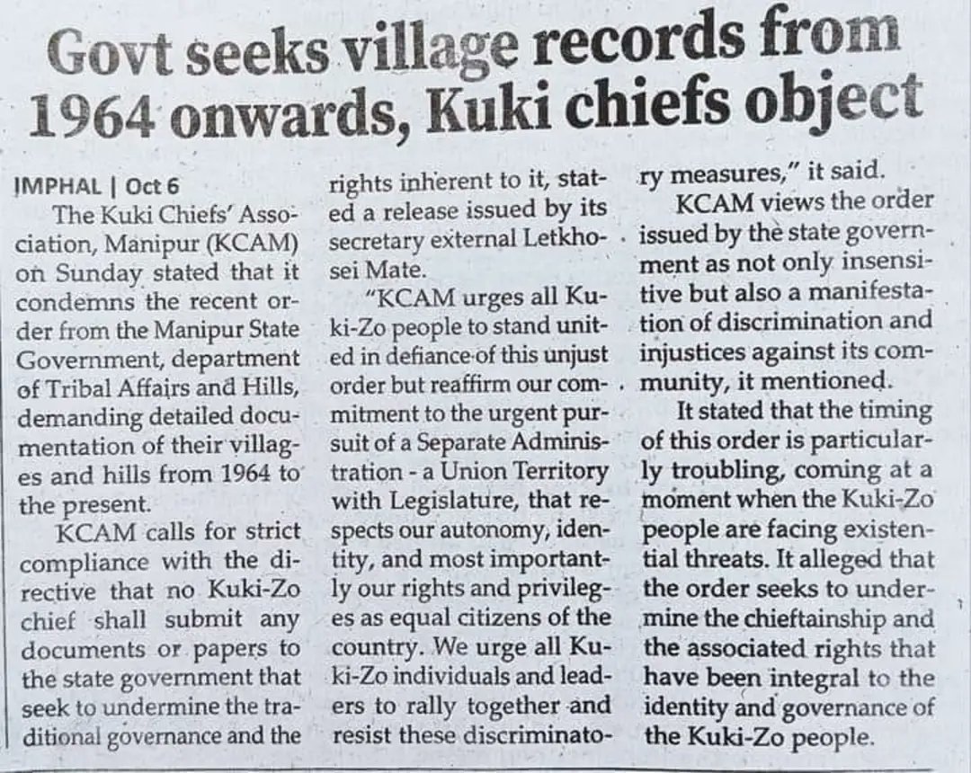 99.9% of #Kukis will not Agree !!

If 1951 village data is sought, the community that will be against it, will be from #Kuki &amp; their #ChinZothus.

The reason is needless to explain as everyone knows who these illegal immigrants are, by now.

<a href="/NBirenSingh/">N. Biren Singh</a> <a href="/AmitShah/">Amit Shah</a> <a href="/himantabiswa/">Himanta Biswa Sarma</a>