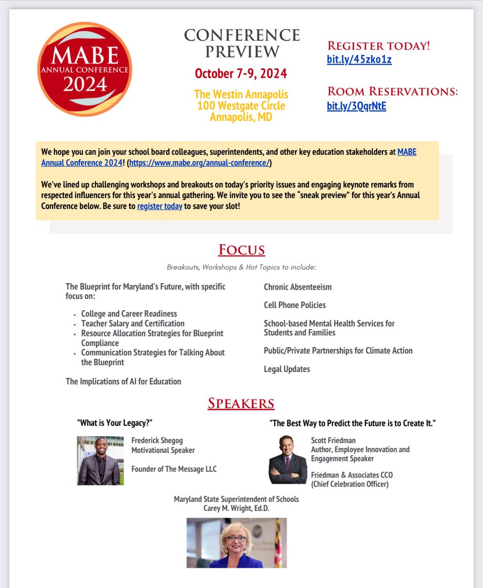 Ready to begin learning and growing at Maryland Association of Boards of Education  Annual Conference #MABE2024 <a href="/MABE_News/">MD School Boards</a>