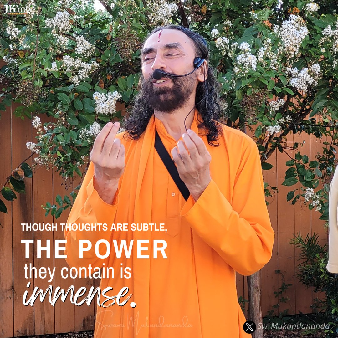 Sw_Mukundananda's tweet image. Though thoughts are subtle, the power they contain is immense.
We must learn to become a witness to any harmful thoughts that pop up in our mind, and purposefully dissociate ourselves from them.
#SwamiMukundanandaQuotes #PowerOfThoughts #MindManagement