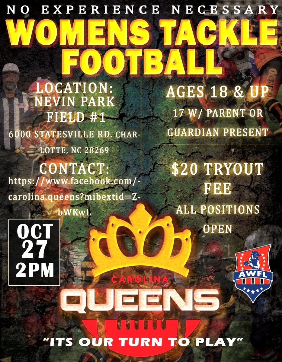 If u or someone u know is interested in women's tackle football,  come out and join us!!!