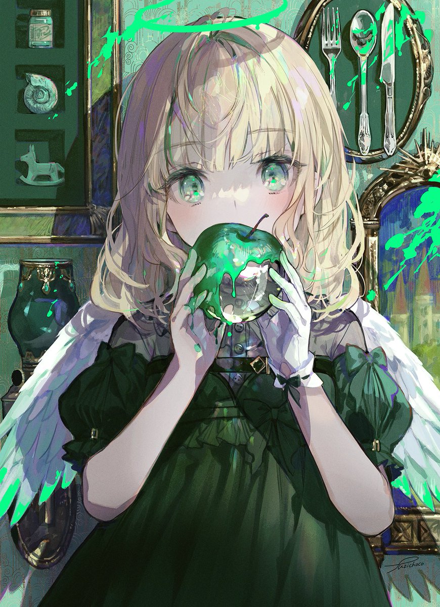 藤ちょこ 個展 藤色巡り 特殊印刷アート 「シェーレグリーン」直筆サイン入り 藤ちょこ 個展 藤色巡り 特殊印刷アート「シェーレグリーン
