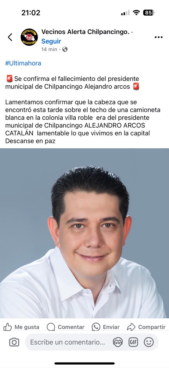 Athe_puma's tweet photo. Estamos hasta la madre en Guerrero, llega una persona  (Alejandro Arcos Catalán) que posiblemente podía hacer mucho por su gente y lo matan.
Mi querido Chilpancingo siempre siendo tendencia nacional por la delincuencia. 
QEPD 🥺 https://t.co/HJCvza7LyD